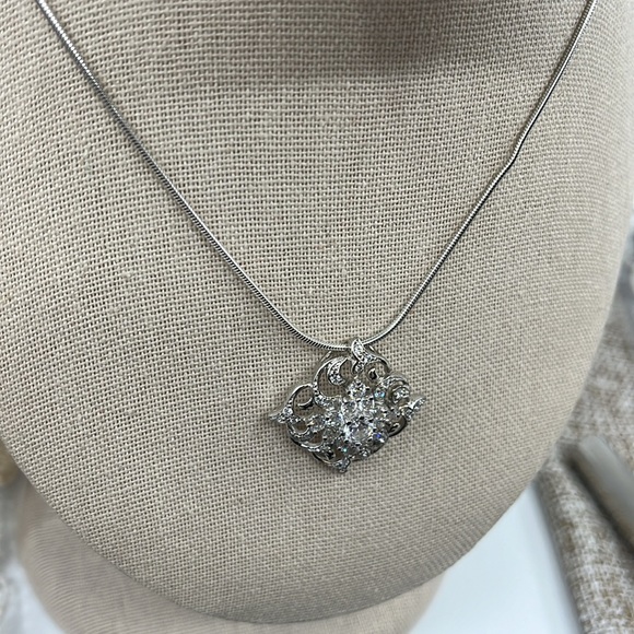 Beautiful Absolute 925 Italy Sterling Silver Necklace with CZ Pendant - Picture 10 of 15